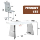 Table and chair set.63'x31.5x30' Luxurious Snow Mountain Patterned Sintered Stone Table with Silver Metal Butterfly Legs.Paried With 4 Light Gray High-quality PU Chairs With Arched Metal Legs.