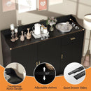 Black 47In Sideboard Cabinet For Dining Room Storage
