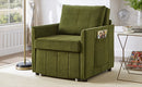 Upholstered Convertible Sleeper Sofa with Adjustable Backrest, Side Pockets, Storage Basket, Green Chenille, 31.5'