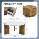 Fashionable Versatile MDF Coffee Table Set with White and Wood Textured Finish