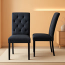 Two Upholstered Fabric Dining Chairs Button Tufting Black