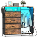 Matte Black Dresser With LED Charging Station For Bedroom