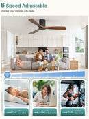 52 Inch Solid Wood Flush Mount Ceiling Fan With Remote
