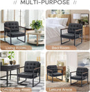 Mid Century Classic Black Leather Upholstered Accent Chair