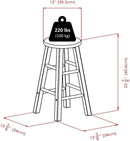 Espresso Counter Stool Set 2 Piece Solid Wood 24 Inch