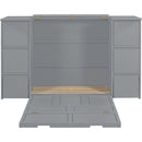 Twin Size Murphy Bed with Drawers, Cabinets and USB Ports,Gray
