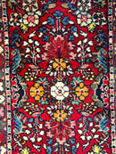 Small Persian Tribal Rug 2x3, Red Colorful Small Hamadan Carpet, Antique Persian Rug