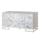 Panos - Console Cabinet - White Marble Print & Chrome