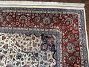 Sino Persian Rug 9x12, Vintage Wool Oriental Carpet, Floral Medallion, Wool Rug, Cream and Maroon