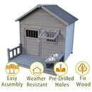Large dog house, long 44.2' x wide 44.6' x high 44.6' Solid wood asphalt roof dog house with large terrace for large dogs, weatherproof large dog house ,Small wooden doors that can be locked