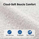 White Boucle Upholstered Dining Chairs With Cushions