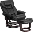 Leathersoft Upholstered Recliner With Ottoman Black
