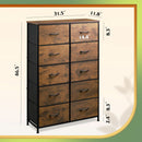 Tall Dresser With 10 Fabric Drawers Brown Woodgrain