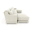 Elegant Four-Seater Sofa with Movable Ottoman and Lumbar Pillow, Beige Chenille Fabric, Solid Wood Frame, Ergonomic Design