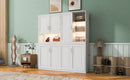 Twin Size Wall Murphy Bed with Top Cabinet, Shelves ,Space Saving Foldable Bed with Light & USB,White