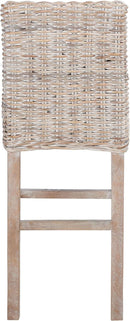 Grey Wash Rattan 30 Inch Bar Stool With Parsons Legs