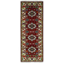 2.6x8 Hand Knotted Traditional Kazak Red And Ivory Wool Rug