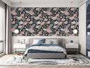 Grey and Pink Colors of Floral Wallpaper