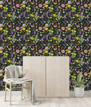 Stylish Dark Wallpaper with Wildflowers
