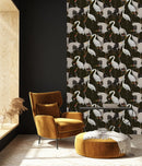 Cranes on Dark Background Wallpaper