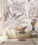 Contemporary Dark Beige Floral Wallpaper Chic