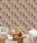 Fashionable Dark Beige Floral Wallpaper Vogue