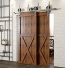 Double Track Z-Shape Bypass Sliding Barn Door Hardware Kit - Spoke Wheel Design Roller