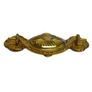 Elegant Eastlake Style Drawer Pull in Brass with Back Plate and Bail