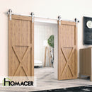 Non-Bypass Sliding Barn Door Hardware Kit - Classic Design Roller - Silver Finish