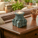 Antique Carved Wooden Column Base Distressed Candle Holder Riser