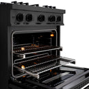 ZLINE 30" Select Dual Fuel Range Gas Cooktop Electric Convection Oven Black Stainless Steel HDRB-30
