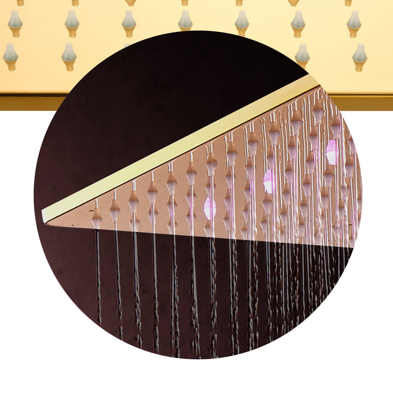 12 Inch or 16 Inch LED Color Changing Ceiling Mounted 2 Way Polished Gold Shower System - Includes Rough-in Valve Body and Trim