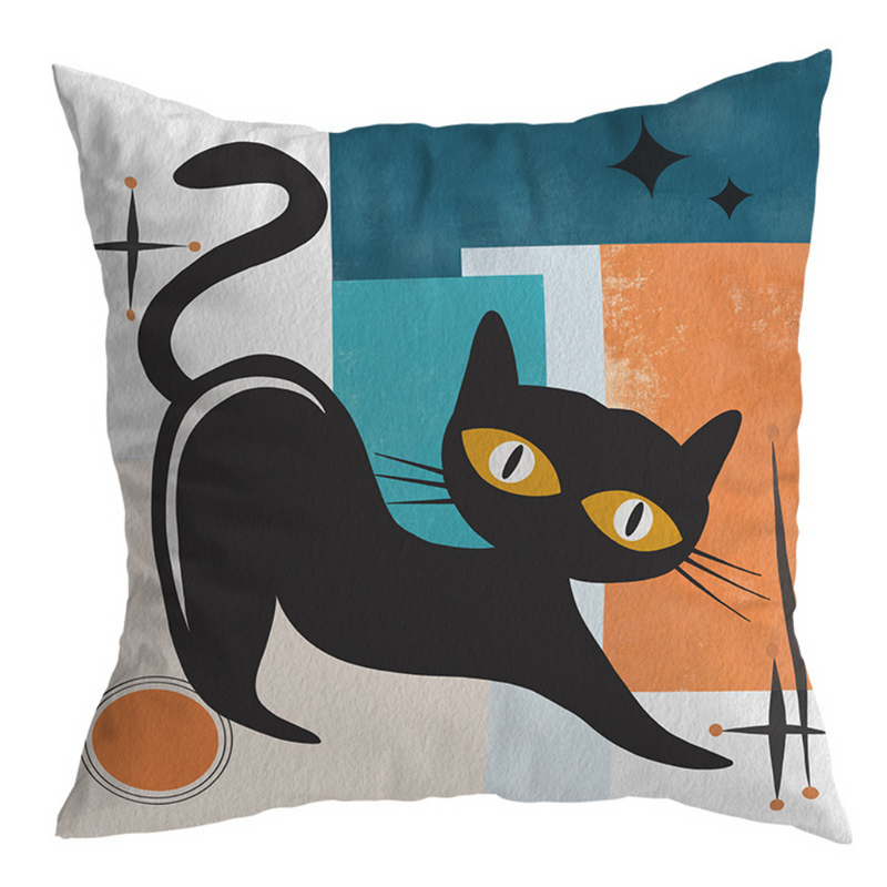 Atomic Retro Feline Cushion Cover