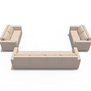 Ainfox 8-Seat Modular Sectional Sofa Sleeper Sofa Flannel Sofa with Storage Seat Beige