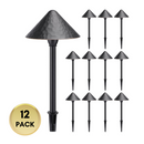 ALP49 12-Pack 3W 3000K Warm White Integrated LED Low Voltage Cast Aluminum Landscape Pathway Lights Package, Driveway Walkway Light