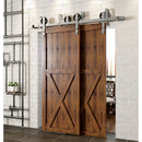 Double Track U-Shape Bypass Sliding Barn Door Hardware Kit - Spoke Wheel Design Roller