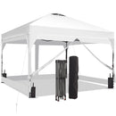 Ainfox 8ft x 8ft Pop Up Canopy Beach Tent with 4 Removable Clear PVC Sidewalls for Events, Parties, Camping