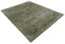 Brown And Silver Abstract Design Hand Knotted Custom Made wool rug