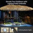 Ainfox 13ft Large Thatched Tiki Patio Umbrella, Outdoor Heavy-Duty Double-Sided Rectangle Market Umbrella for Garden, Deck, Backyard, Pool, Beach