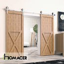 Non-Bypass Sliding Barn Door Hardware Kit - Arrow Design Roller - Silver Finish