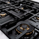 ZLINE 48" Classic Gas Range, Convection Gas Oven DuraSnow® Stainless Steel, Gold CGRSZ-48-G