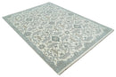 Custom Made Hand Knotted Ivory and Silver Oriental Oushak Multi Size Traditional Wool Area Rug, Living Room and Bedroom Rug