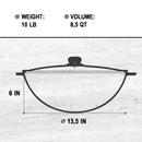 8,45 quart Braiser Pan WOK High-Quality Cast Iron with a Cast Iron Lid, Outdoor Cooking