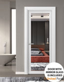 Lucia 1299 Matte White Barn Door Slab with Mirror Glass