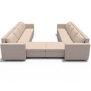Ainfox 10-Seat Modular Sectional Sofa Sleeper Sofa Flannel Sofa with Storage Seat Beige