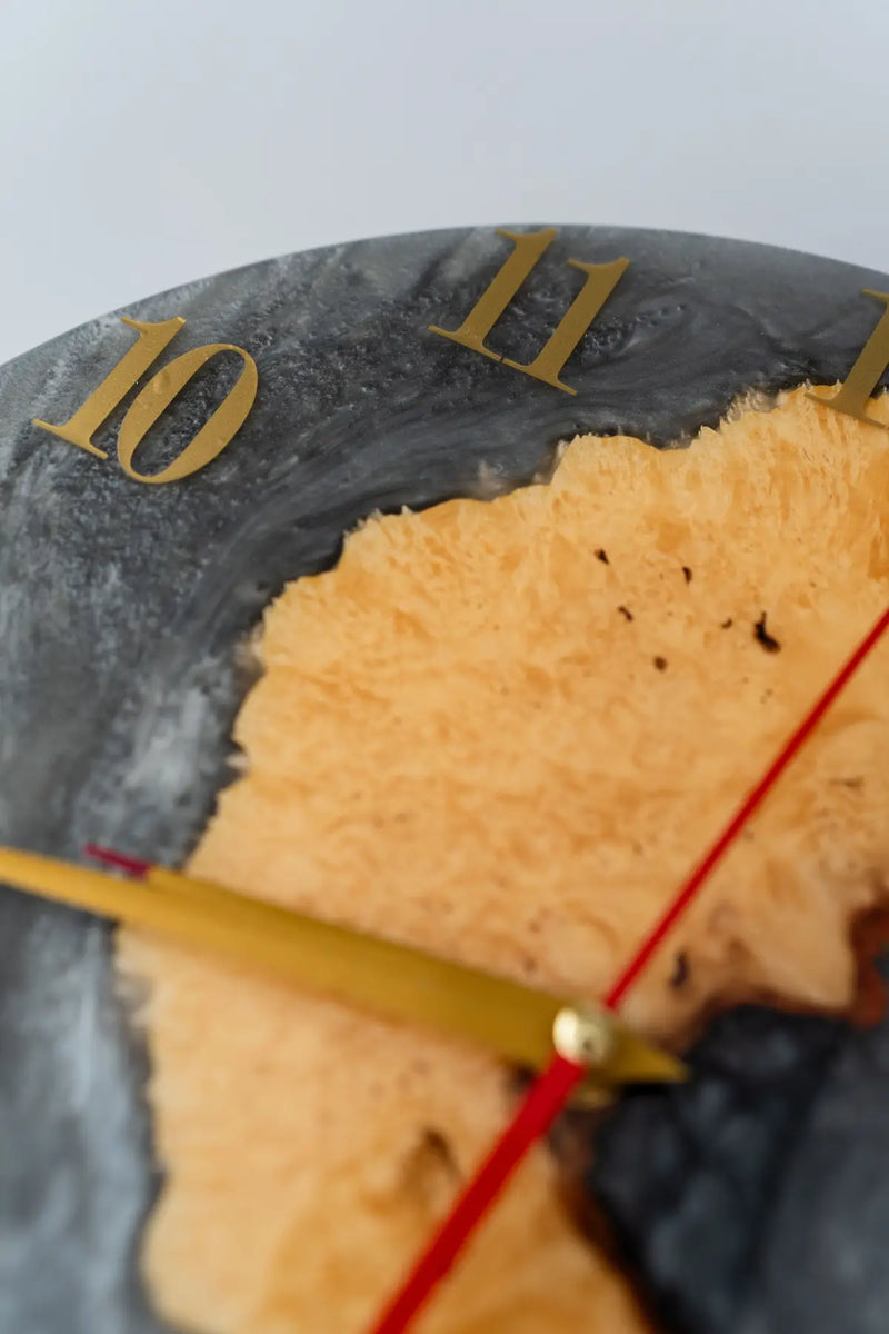 Wood and Epoxy Clock - 12 in (30 cm) Diameter - Handmade Wall Clock