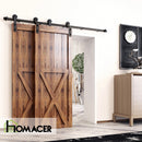 Single Track Bypass Sliding Barn Door Hardware Kit - Straight Design Roller