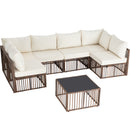 Ainfox Outdoor Patio Furniture Set, Wicker Sectional Conversation Set with Adjustable Backrest Sofa