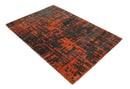 Hand Knotted 4x6 Rust and Charcoal Modern Abstract  Recycled Silk Area Rug