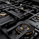 ZLINE 36" Classic Gas Range, Convection Gas Oven Black Stainless Steel, Gold CGRBZ-36-G